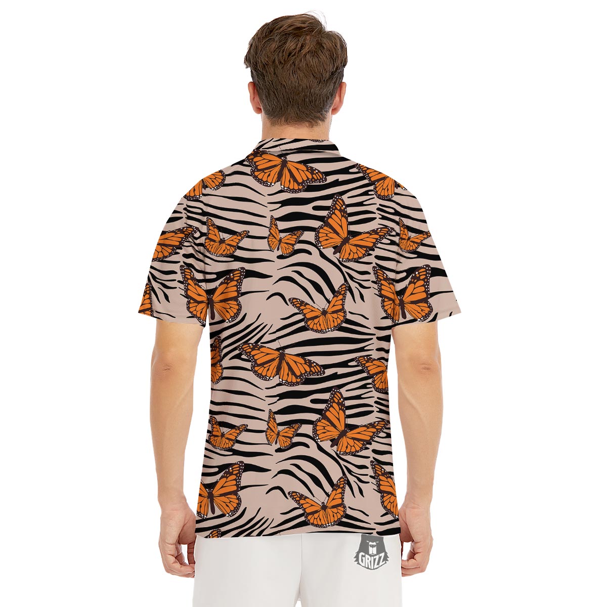 Butterfly Tiger Monarch Print Pattern Men's Golf Shirts-grizzshop