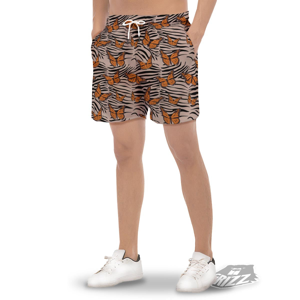 Butterfly Tiger Monarch Print Pattern Men's Gym Shorts-grizzshop