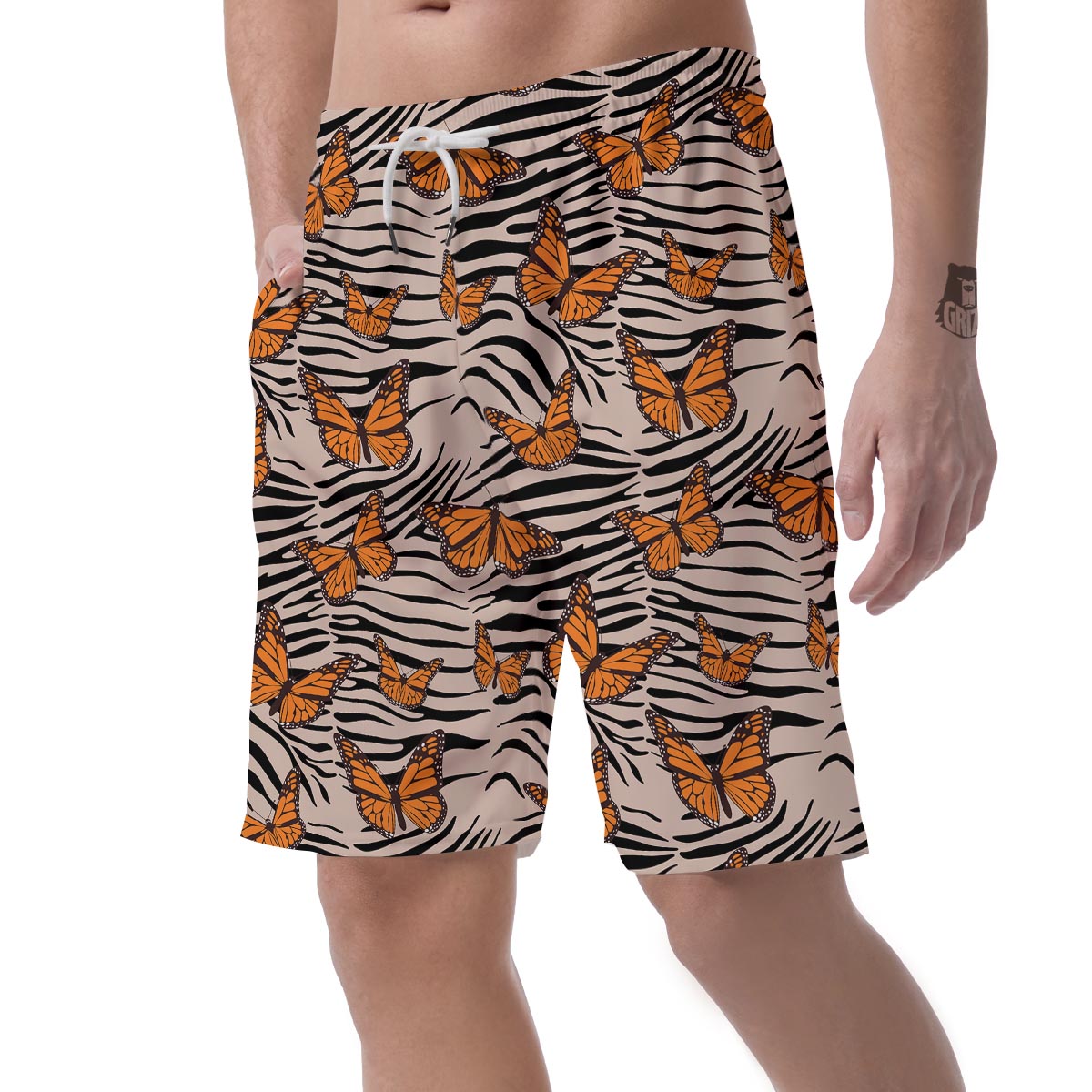 Butterfly Tiger Monarch Print Pattern Men's Shorts-grizzshop