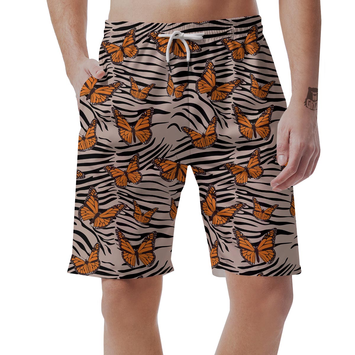 Butterfly Tiger Monarch Print Pattern Men's Shorts-grizzshop
