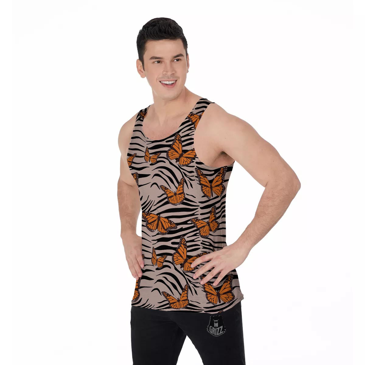 Butterfly Tiger Monarch Print Pattern Men's Tank Top-grizzshop