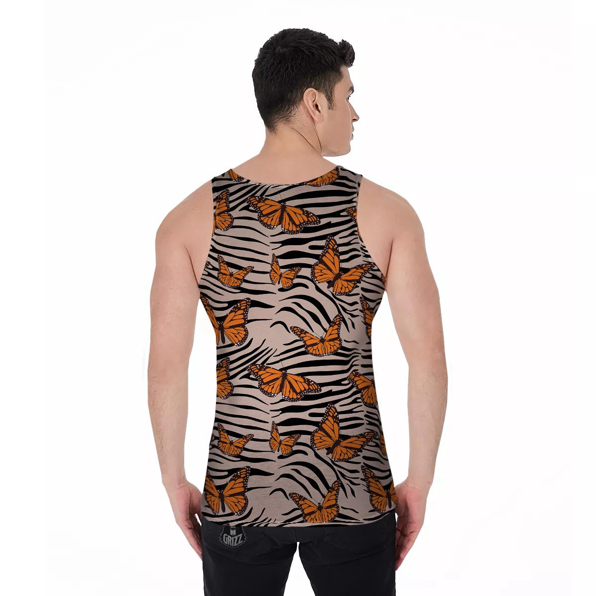 Butterfly Tiger Monarch Print Pattern Men's Tank Top-grizzshop