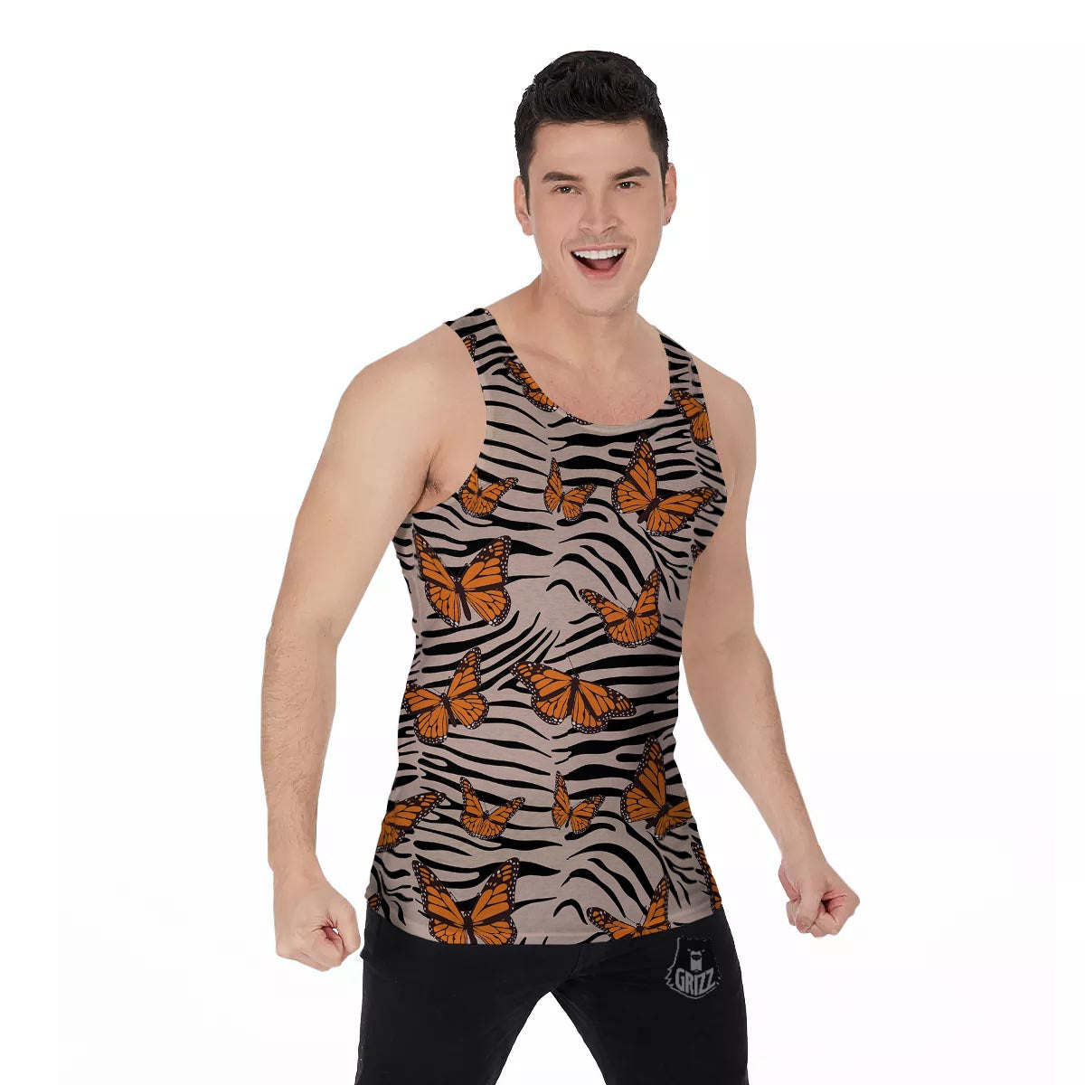 Butterfly Tiger Monarch Print Pattern Men's Tank Top-grizzshop