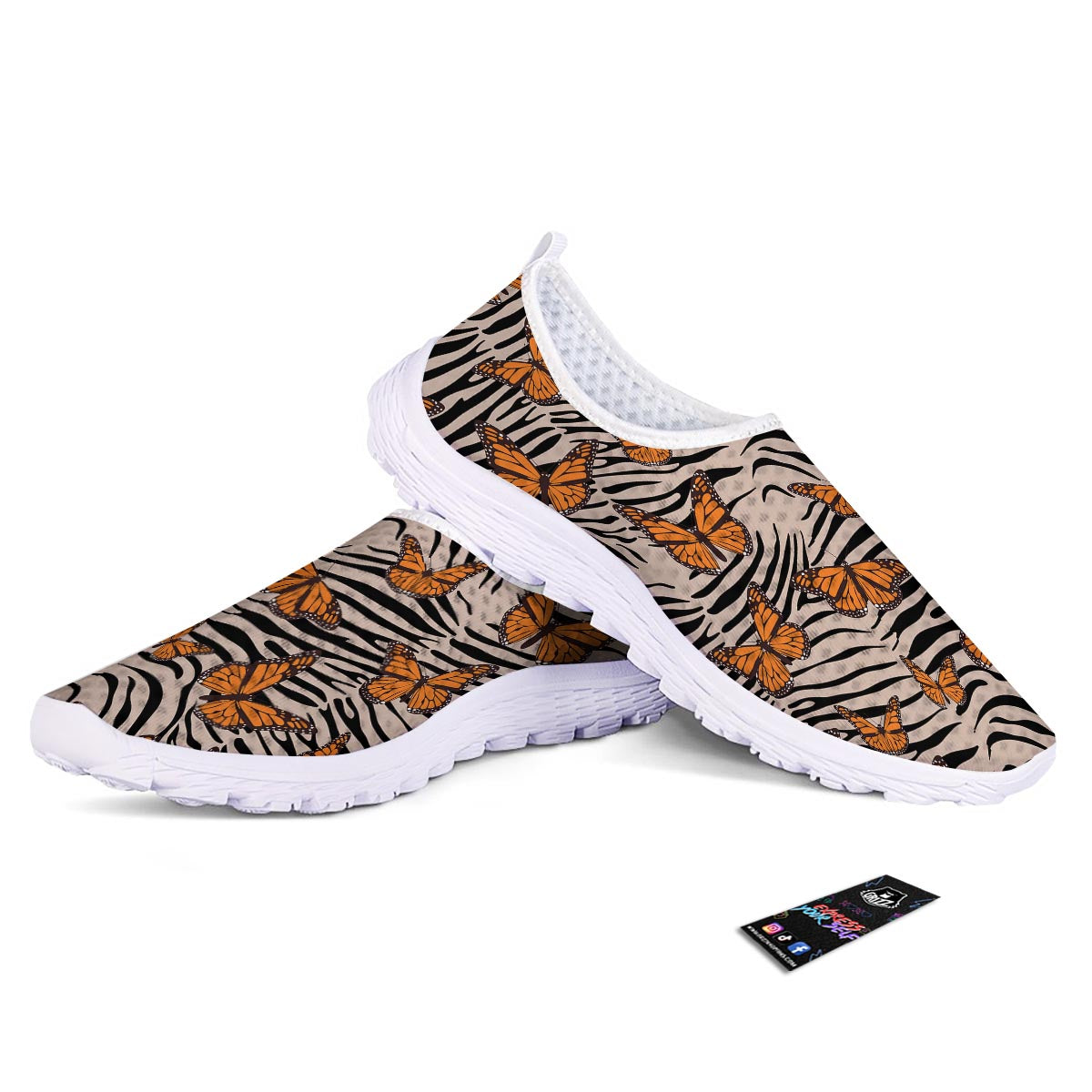 Butterfly Tiger Monarch Print Pattern Nurse Shoes-grizzshop