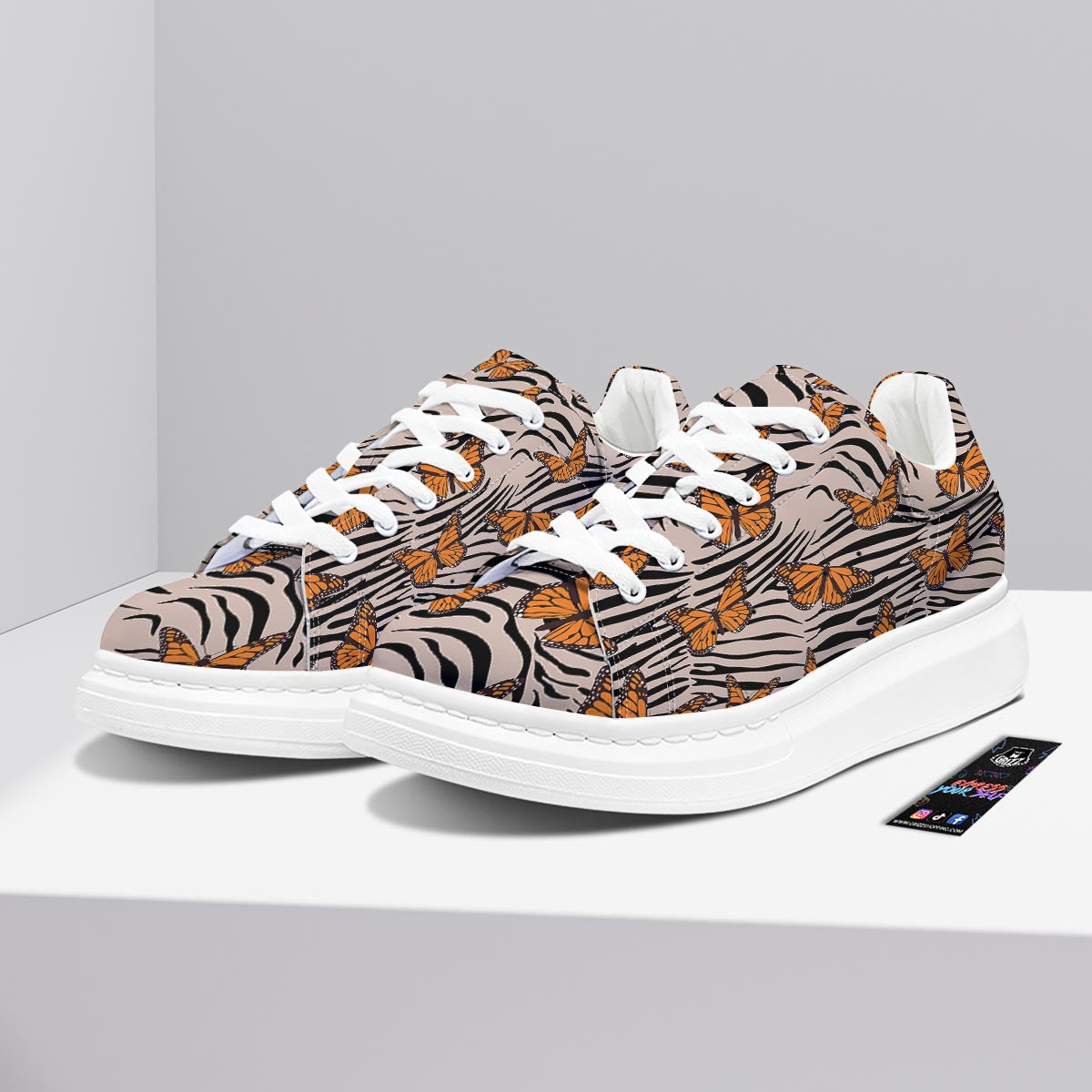Butterfly Tiger Monarch Print Pattern Platform Shoes-grizzshop
