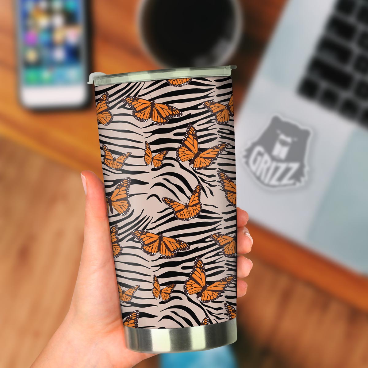 Butterfly Tiger Monarch Print Pattern Tumbler-grizzshop