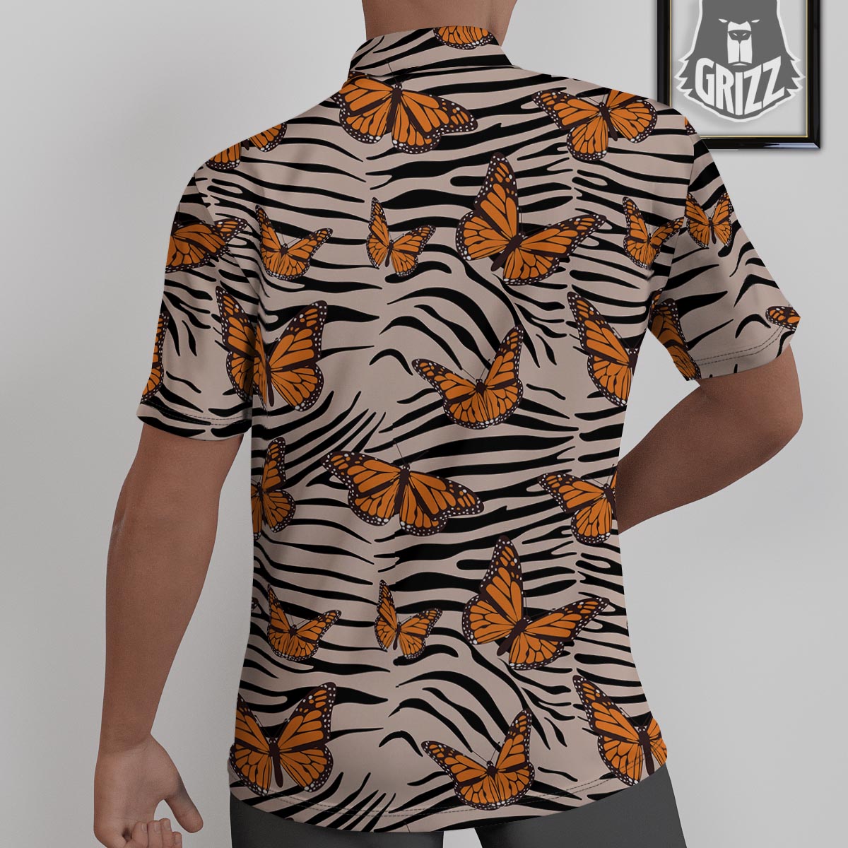 Butterfly Tiger Monarch Print Pattern Untucked Shirts-grizzshop