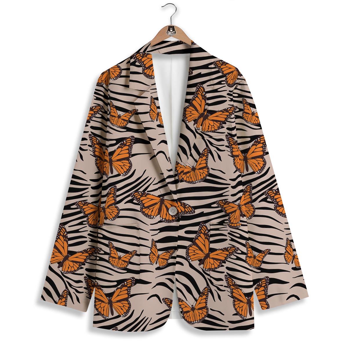 Butterfly Tiger Monarch Print Pattern Women's Blazer-grizzshop