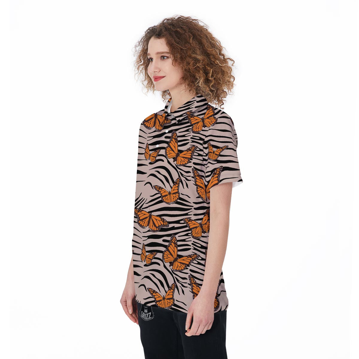 Butterfly Tiger Monarch Print Pattern Women's Golf Shirts-grizzshop