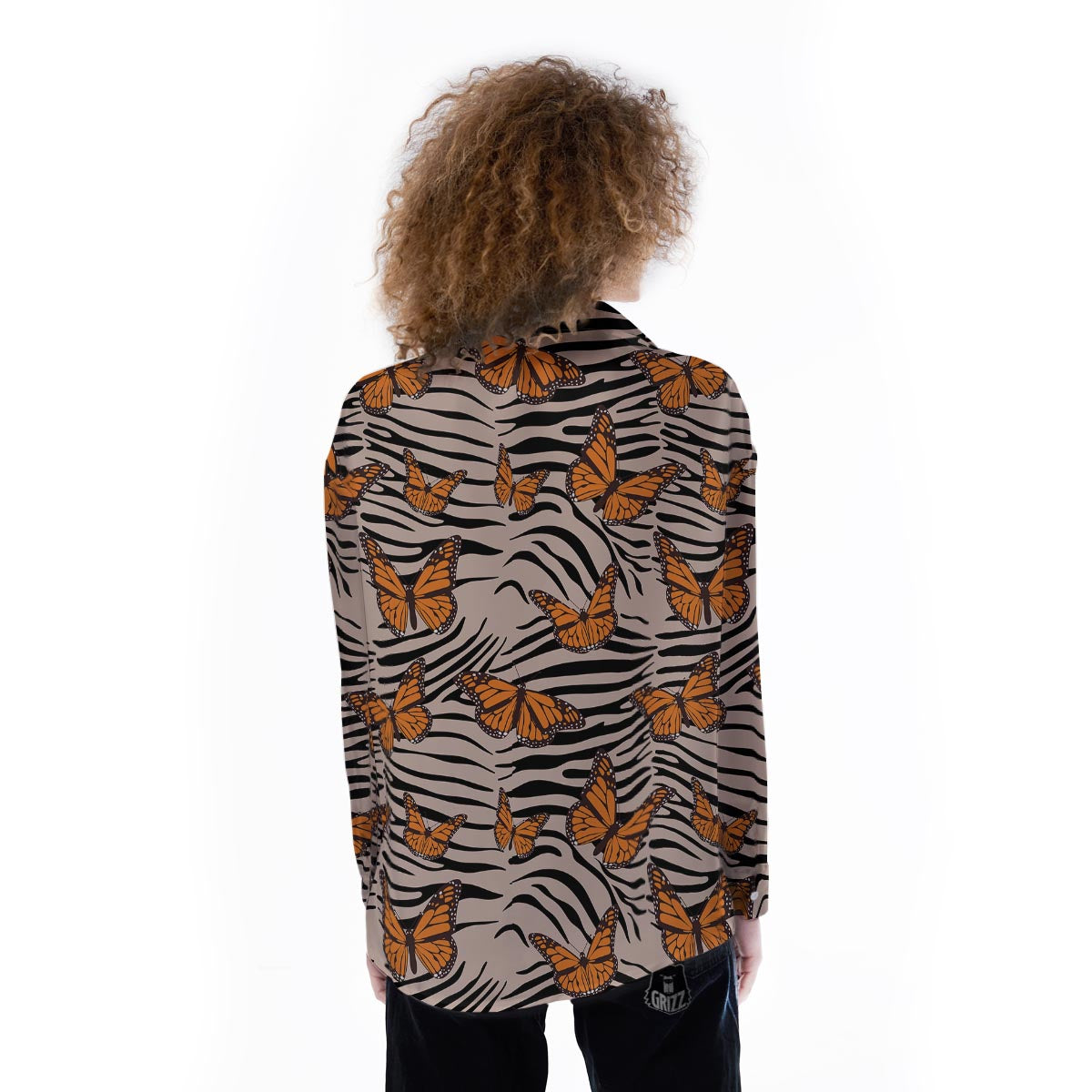 Butterfly Tiger Monarch Print Pattern Women's Long Sleeve Shirts-grizzshop