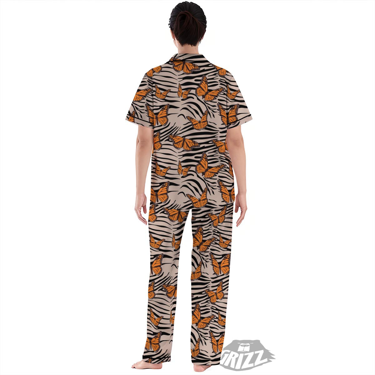 Butterfly Tiger Monarch Print Pattern Women's Pajamas Set-grizzshop