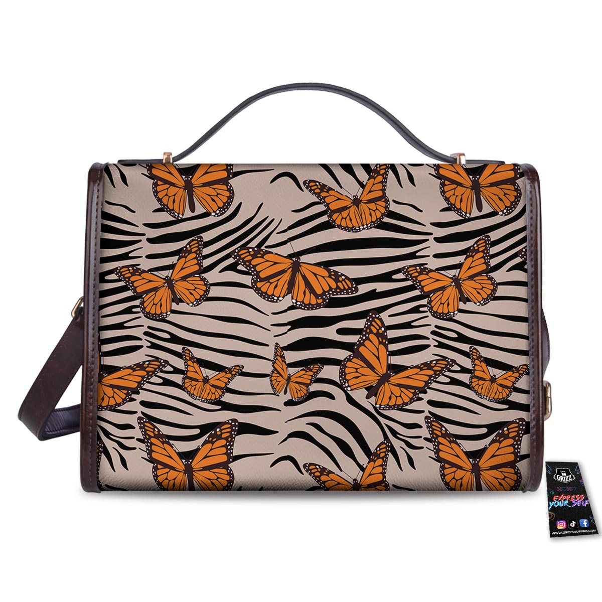 Butterfly Tiger Monarch Print Pattern Women's Satchel Bag-grizzshop