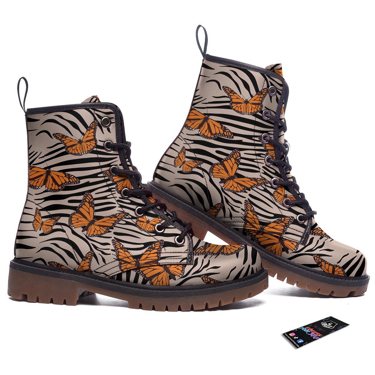 Butterfly Tiger Monarch Print Pattern Work Boots-grizzshop