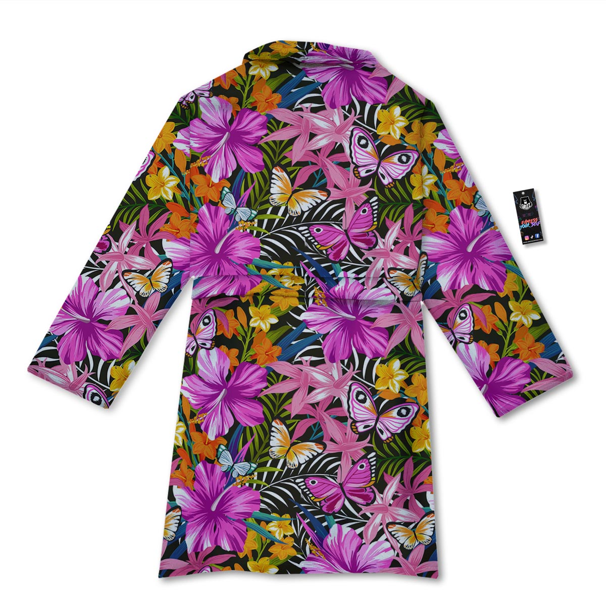 Butterfly Tropical Print Pattern Bathrobe-grizzshop
