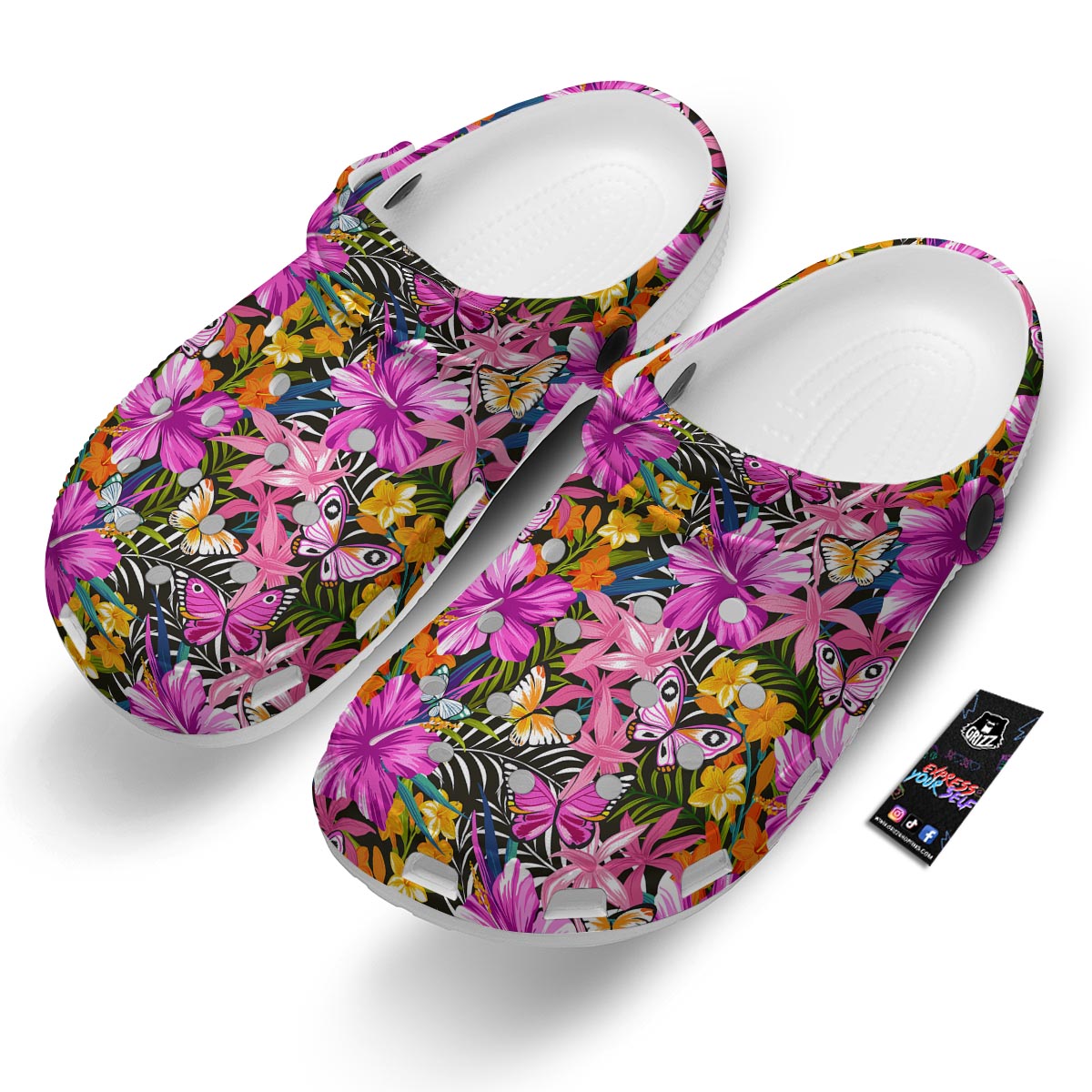 Butterfly Tropical Print Pattern Clog-grizzshop