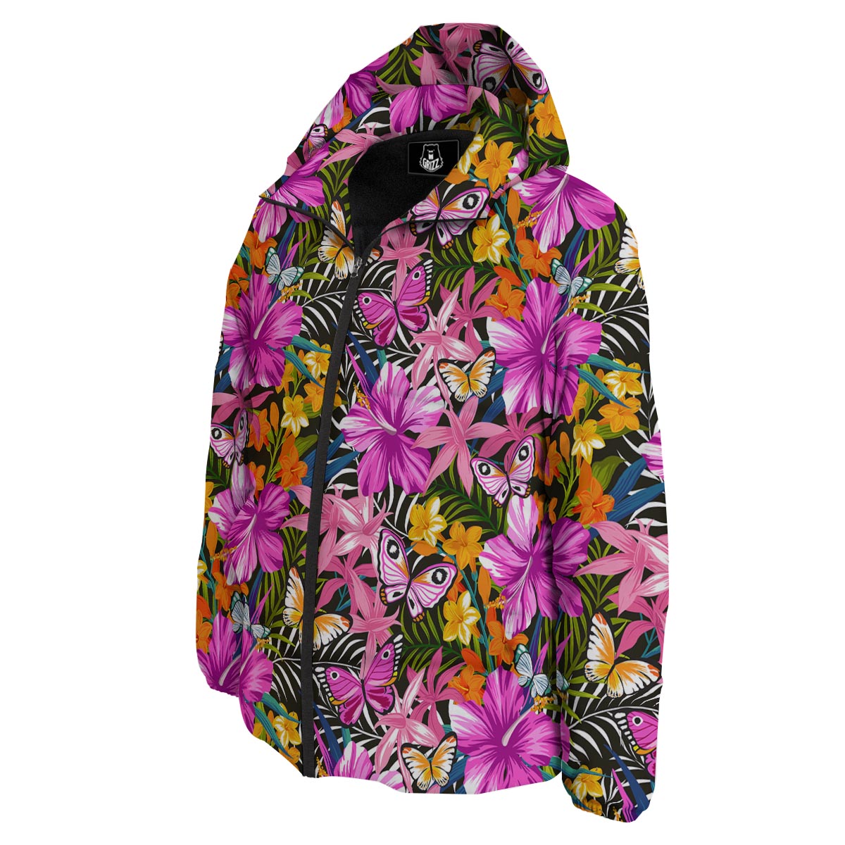 Butterfly Tropical Print Pattern Down Jacket-grizzshop