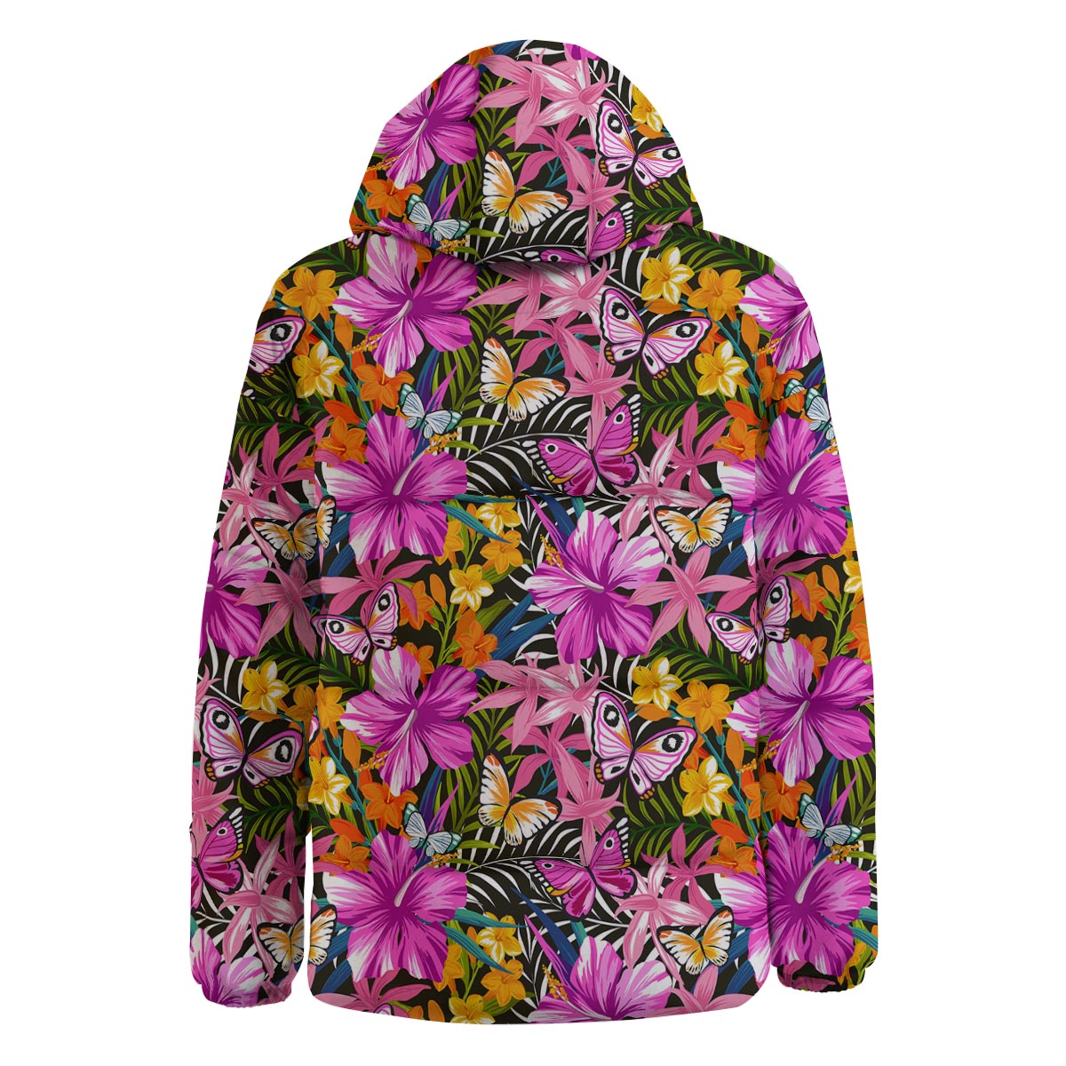 Butterfly Tropical Print Pattern Down Jacket-grizzshop