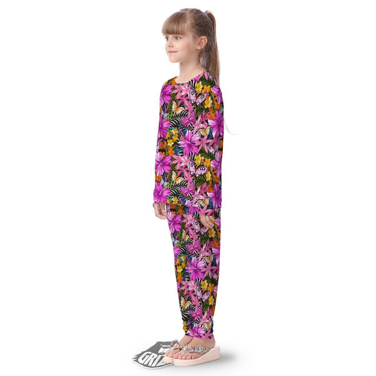 Butterfly Tropical Print Pattern Kid's Pajamas-grizzshop