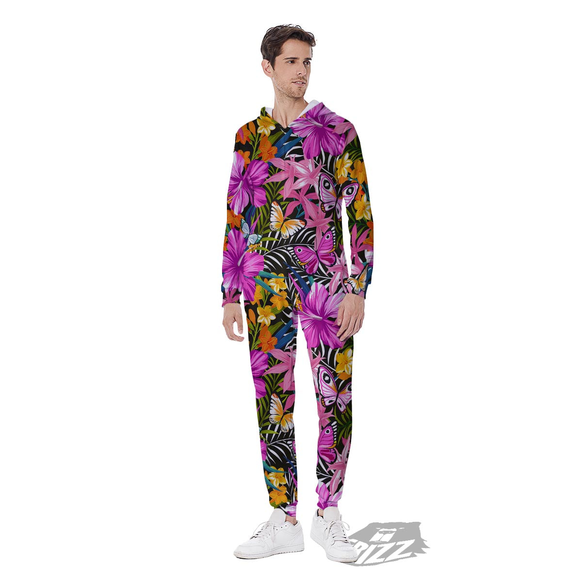 Butterfly Tropical Print Pattern Men's Jumpsuit-grizzshop