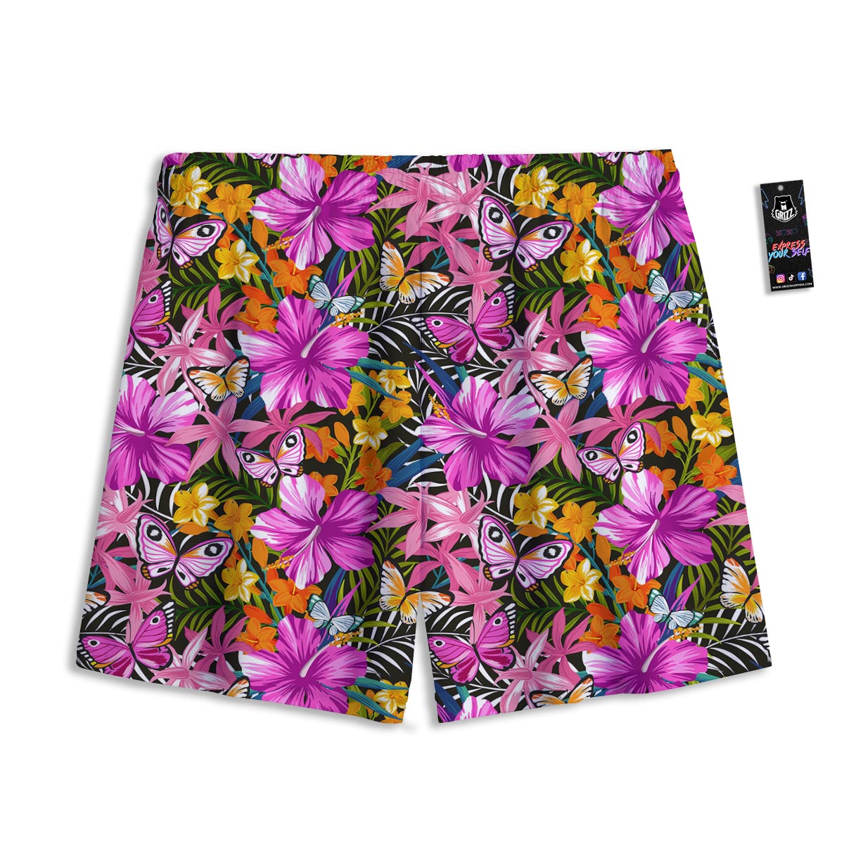 Butterfly Tropical Print Pattern Mesh Shorts