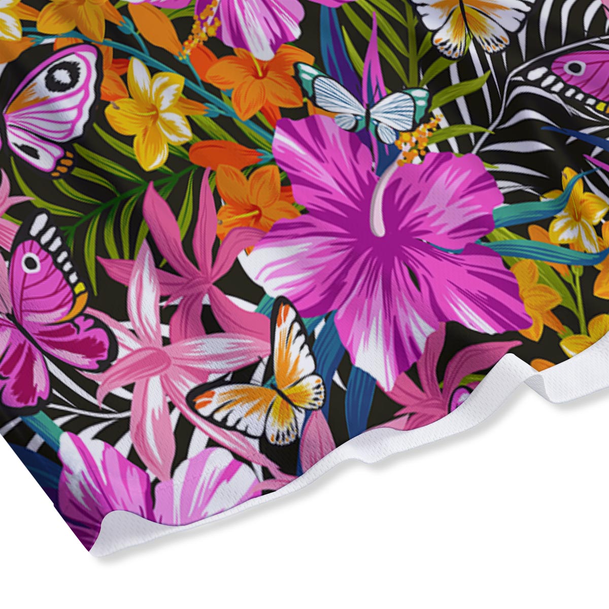 Butterfly Tropical Print Pattern Mesh Shorts