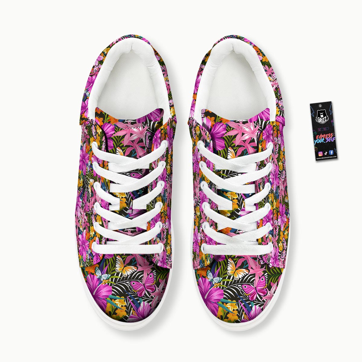 Butterfly Tropical Print Pattern Platform Shoes-grizzshop