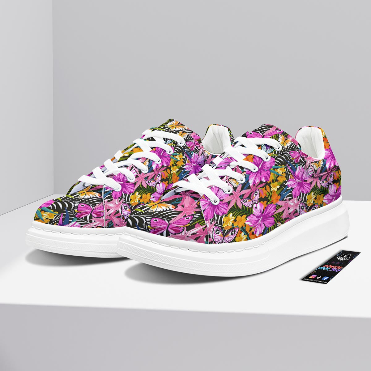 Butterfly Tropical Print Pattern Platform Shoes-grizzshop