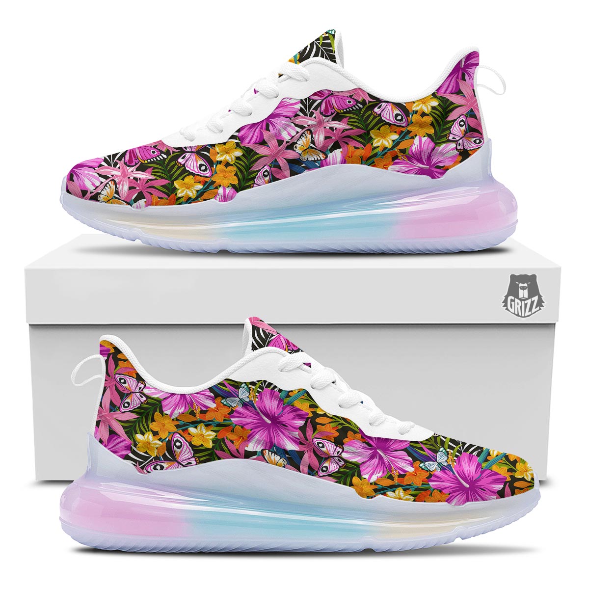 Butterfly Tropical Print Pattern Running Sneakers-grizzshop