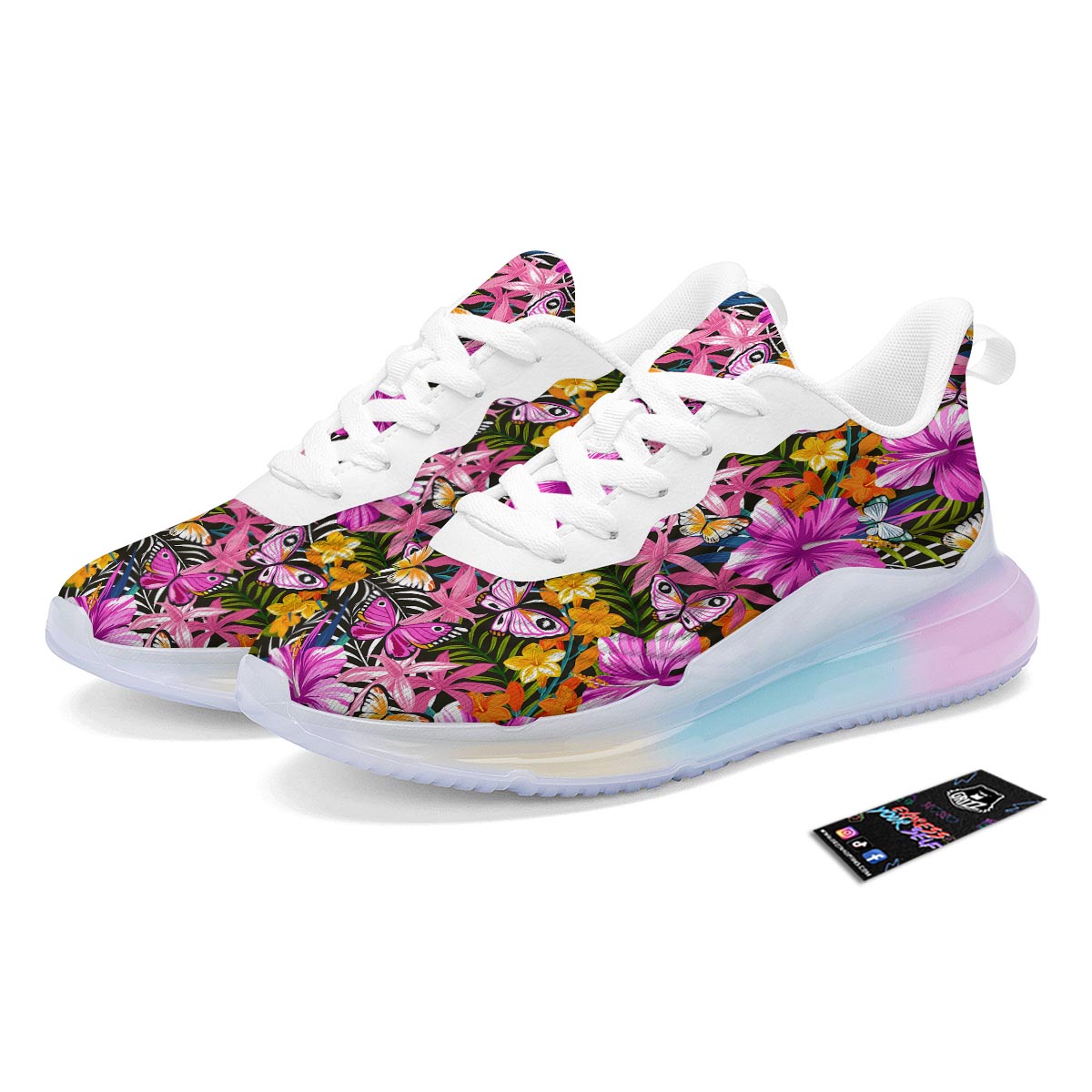 Butterfly Tropical Print Pattern Running Sneakers-grizzshop