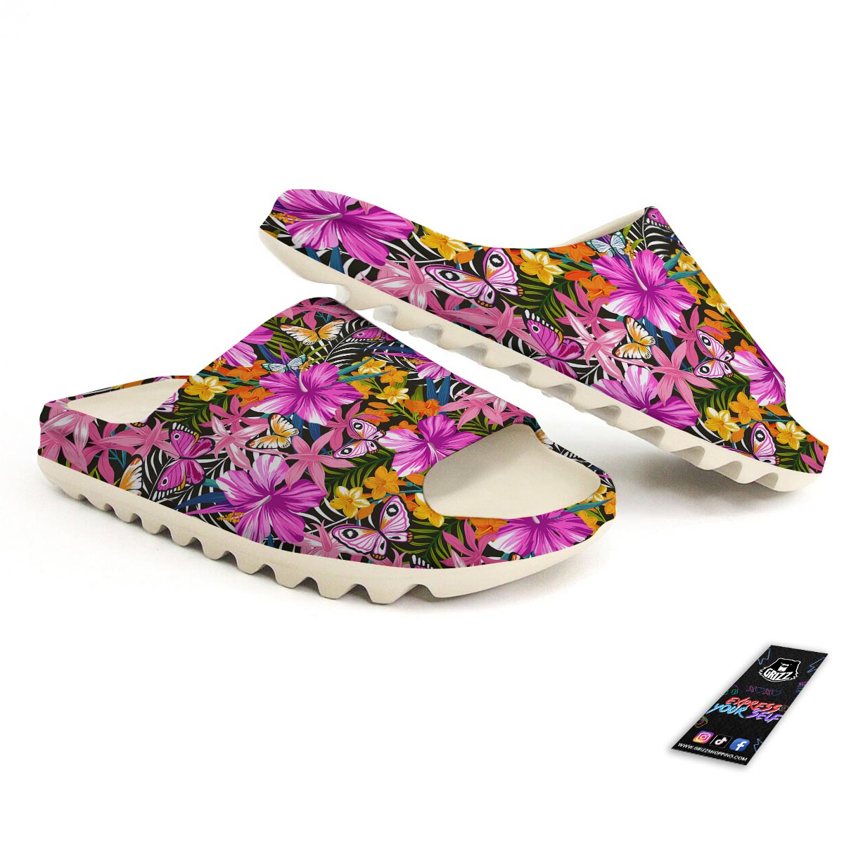 Butterfly Tropical Print Pattern Sandals-grizzshop