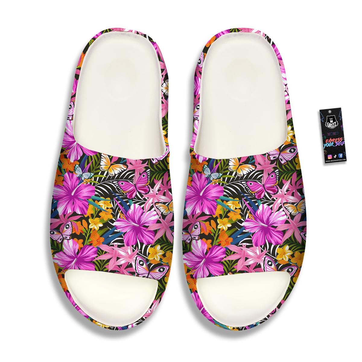 Butterfly Tropical Print Pattern Sandals-grizzshop