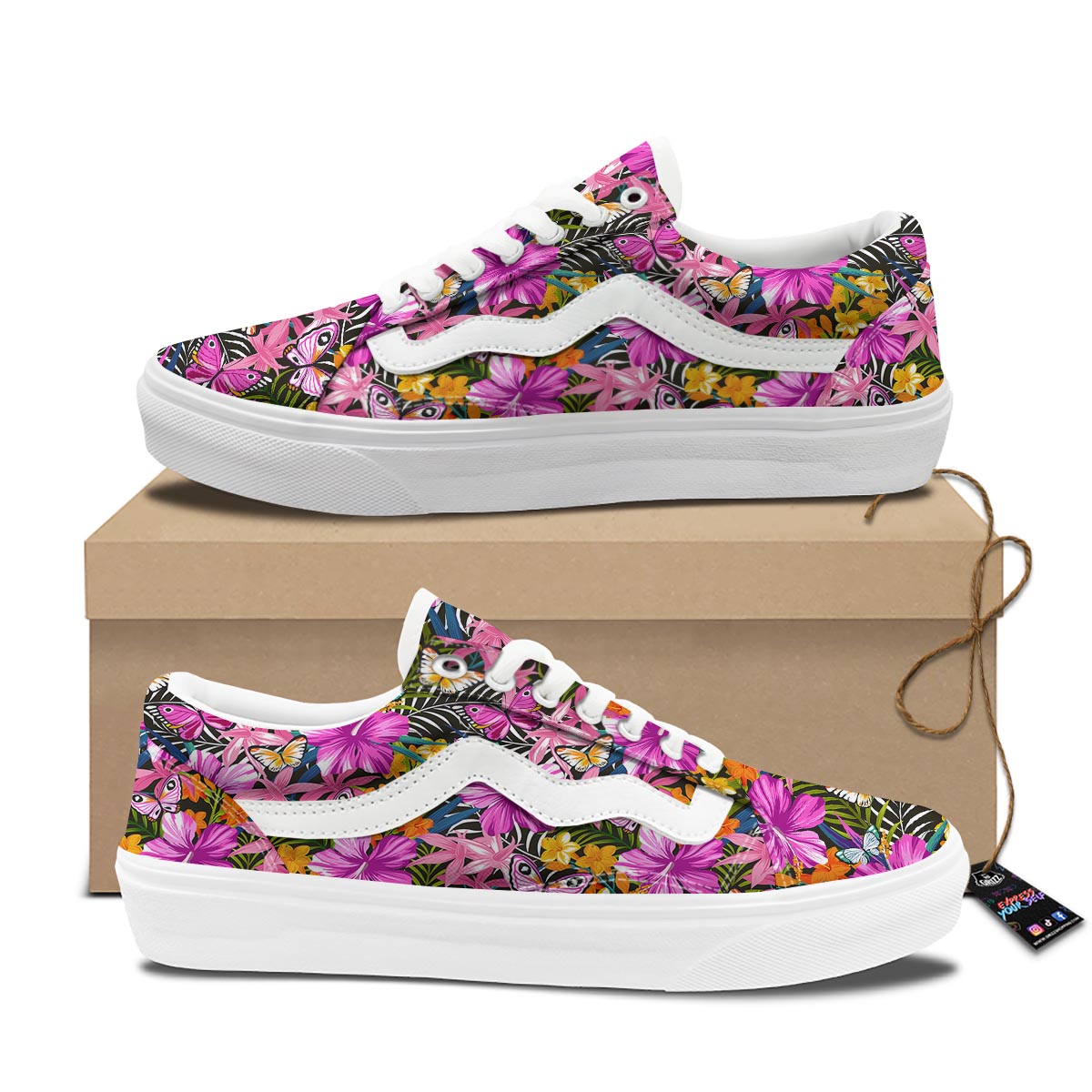 Butterfly Tropical Print Pattern Skate Shoes-grizzshop