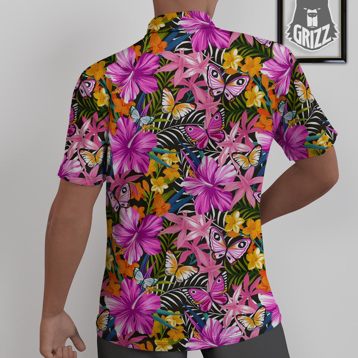 Butterfly Tropical Print Pattern Untucked Shirts-grizzshop