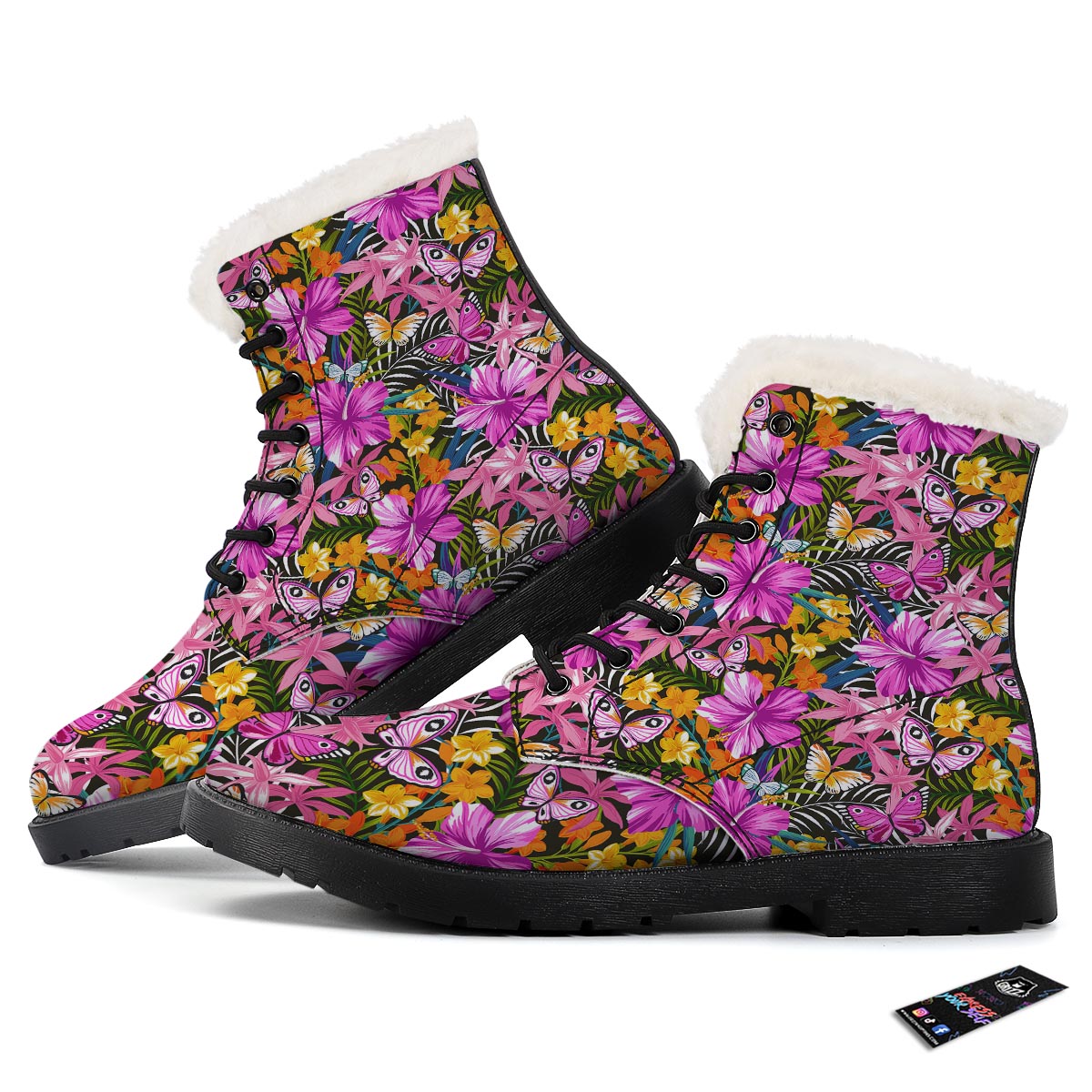 Butterfly Tropical Print Pattern Winter Boots-grizzshop