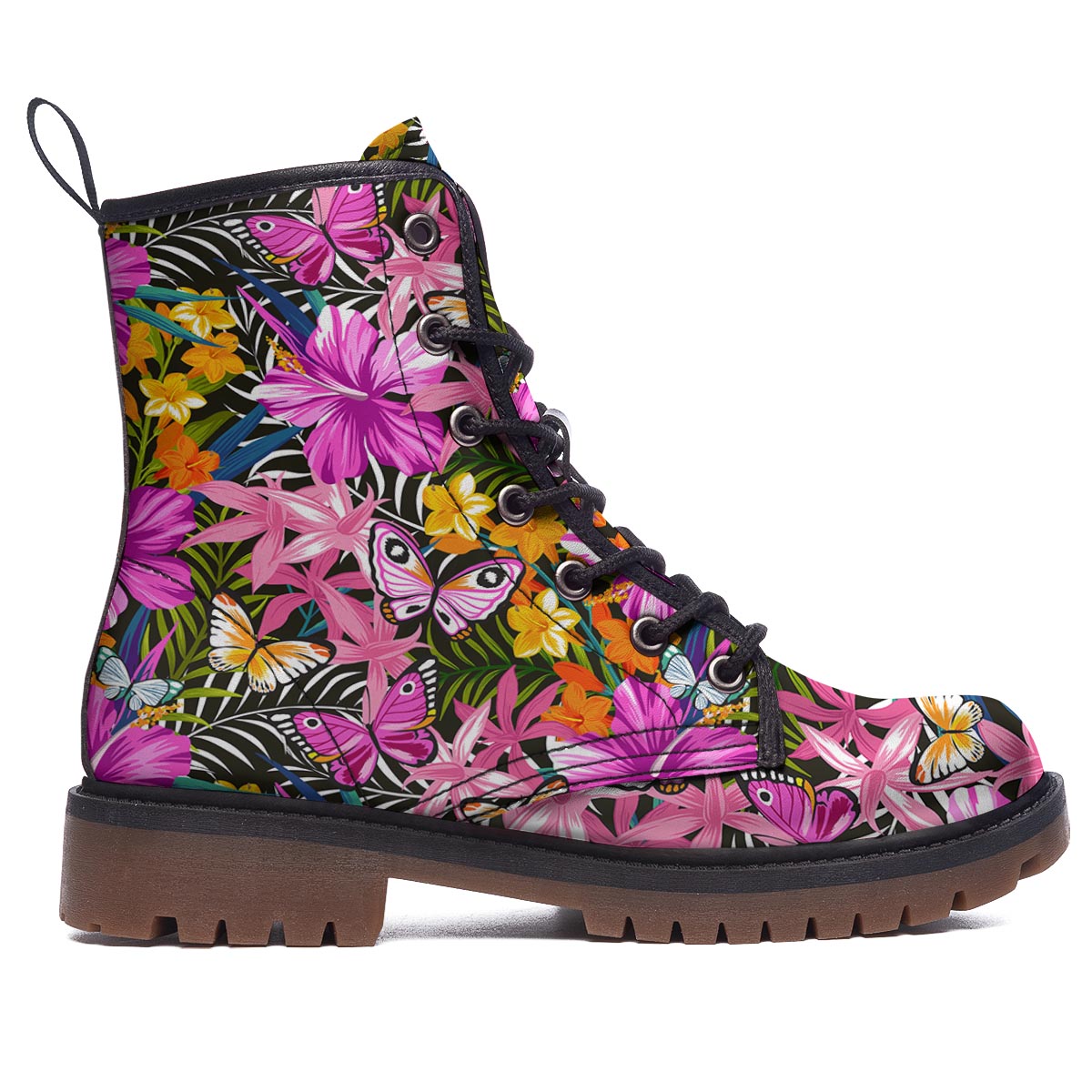 Butterfly Tropical Print Pattern Work Boots-grizzshop