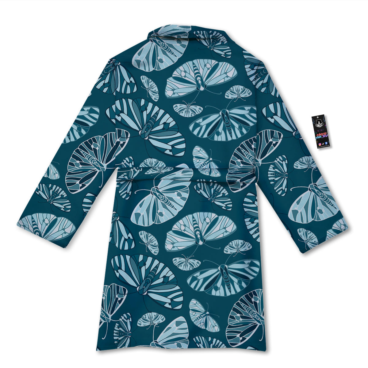 Butterfly Turquoise Print Pattern Bathrobe-grizzshop