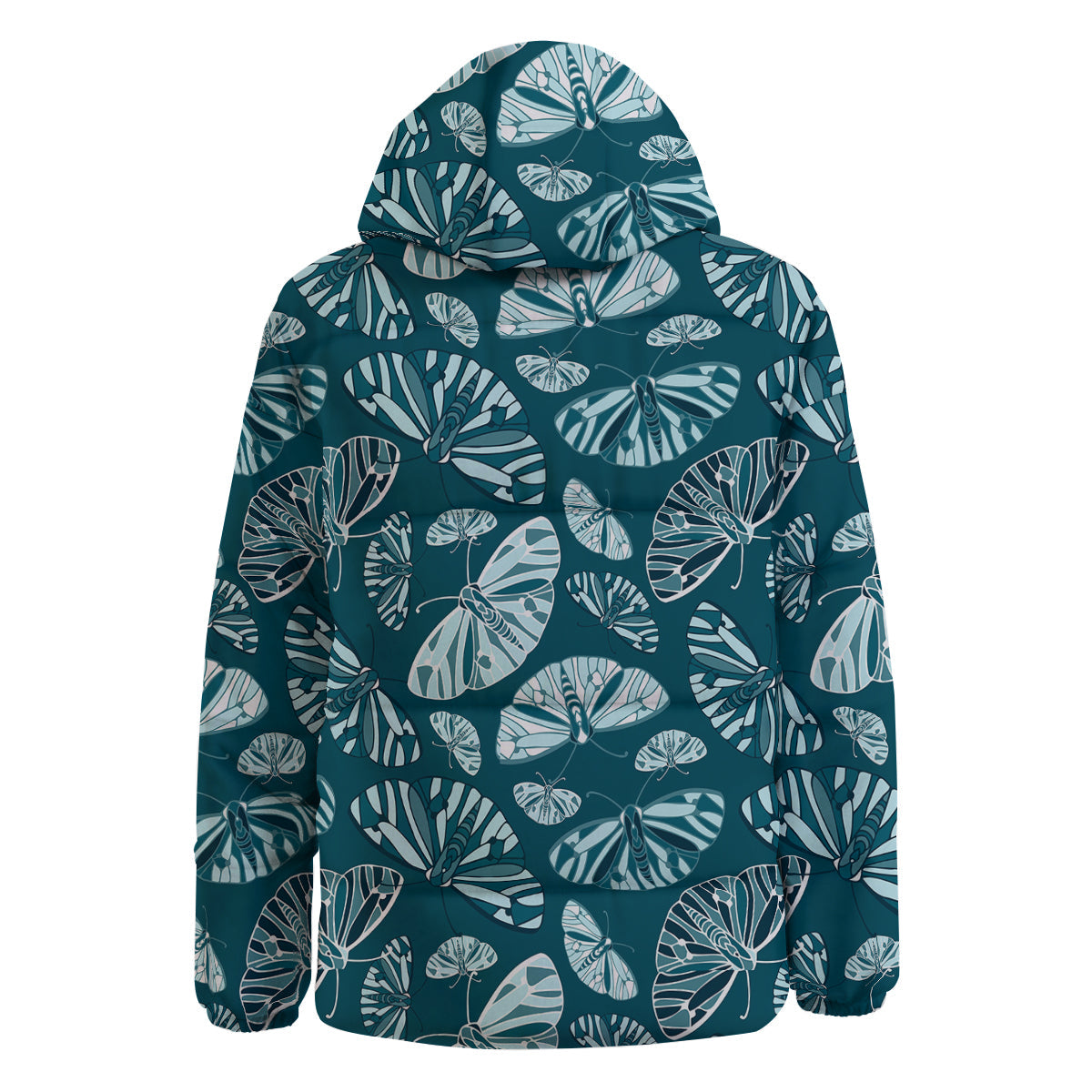 Butterfly Turquoise Print Pattern Down Jacket-grizzshop