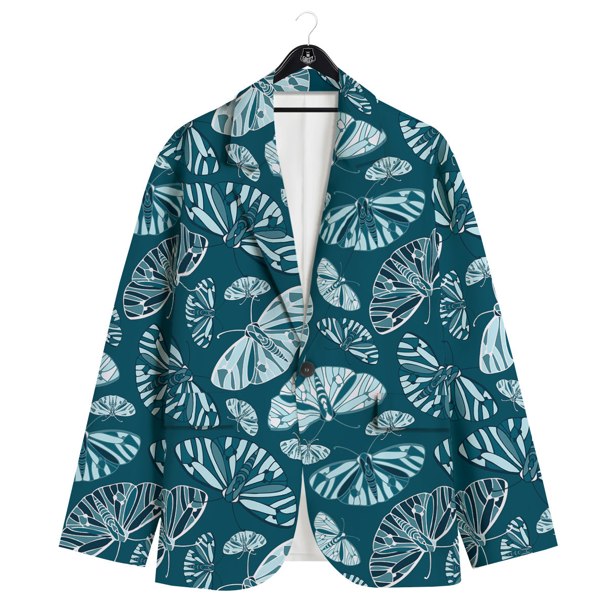 Butterfly Turquoise Print Pattern Men's Sport Coat-grizzshop