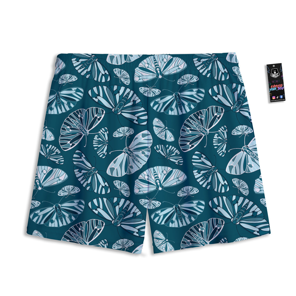 Butterfly Turquoise Print Pattern Mesh Shorts