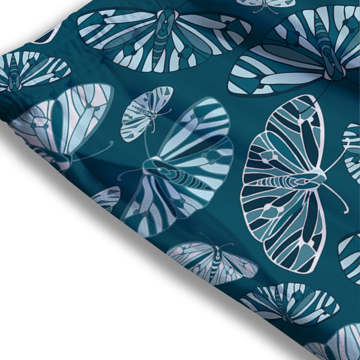 Butterfly Turquoise Print Pattern Mesh Shorts