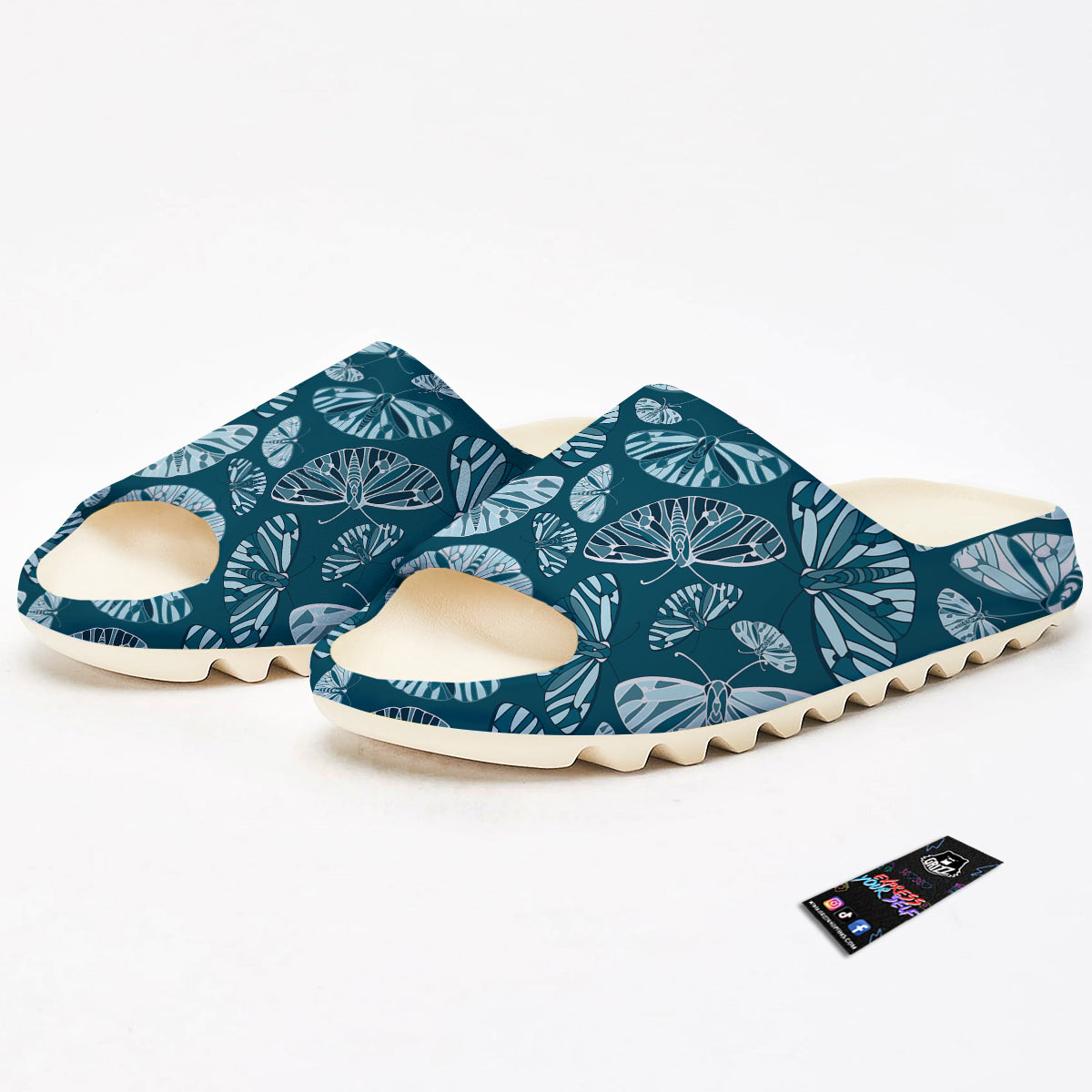 Butterfly Turquoise Print Pattern Sandals-grizzshop