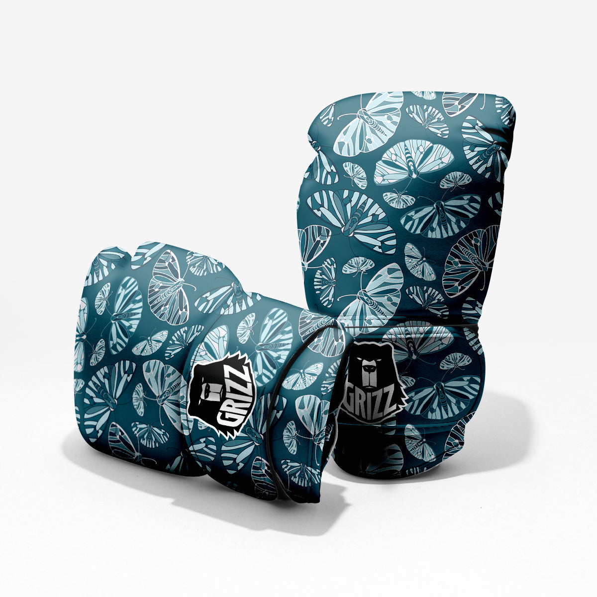Butterfly Turquoise Print Pattern Pro Boxing Glove