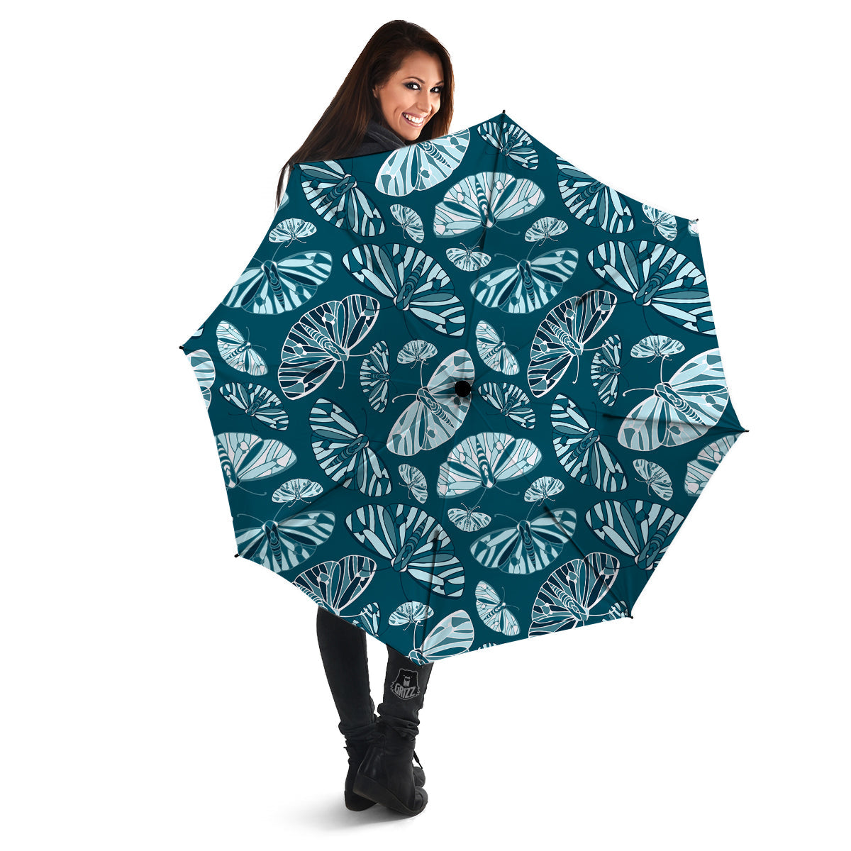 Butterfly Turquoise Print Pattern Umbrella-grizzshop