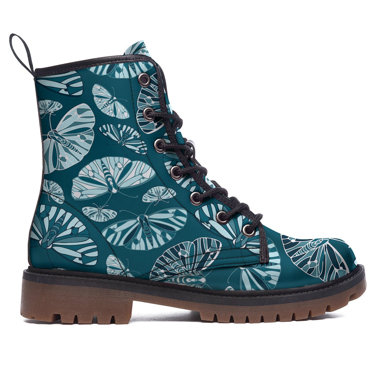 Butterfly Turquoise Print Pattern Work Boots-grizzshop