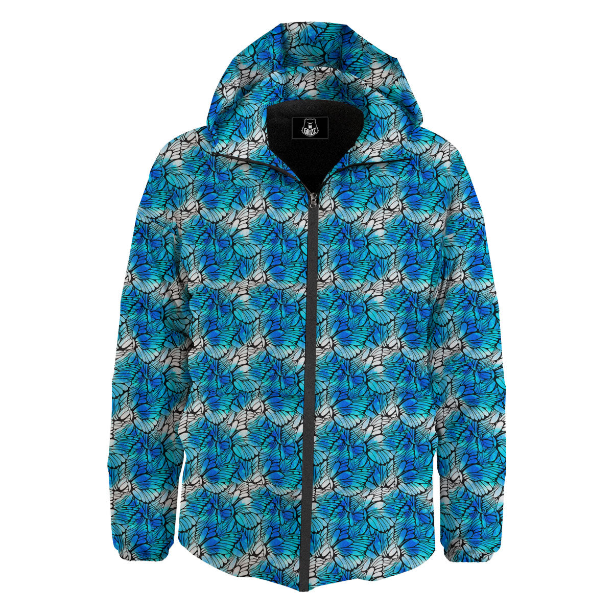 Butterfly Watercolor Blue Print Pattern Down Jacket-grizzshop