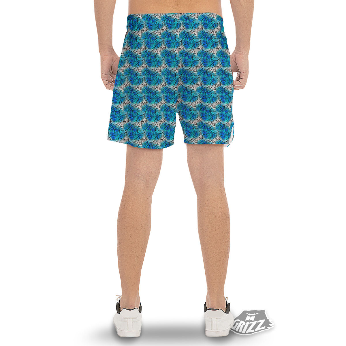 Butterfly Watercolor Blue Print Pattern Men's Gym Shorts-grizzshop
