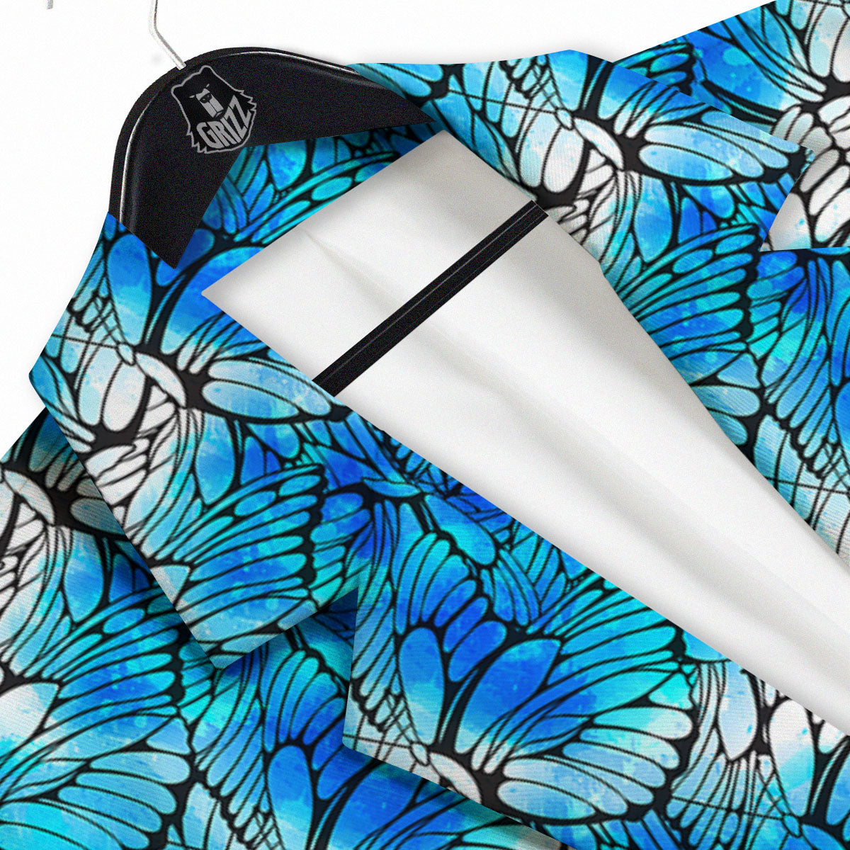 Butterfly Watercolor Blue Print Pattern Men's Sport Coat-grizzshop
