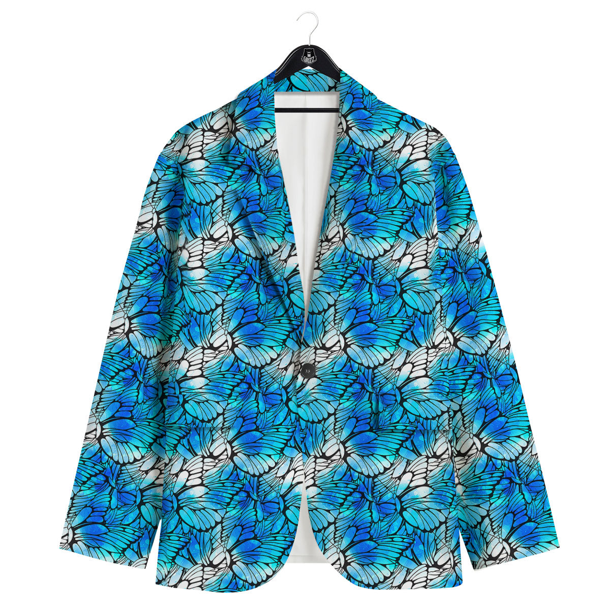 Butterfly Watercolor Blue Print Pattern Men's Sport Coat-grizzshop