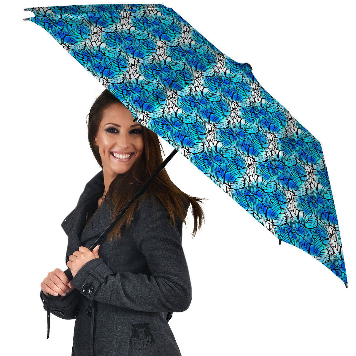 Butterfly Watercolor Blue Print Pattern Umbrella-grizzshop