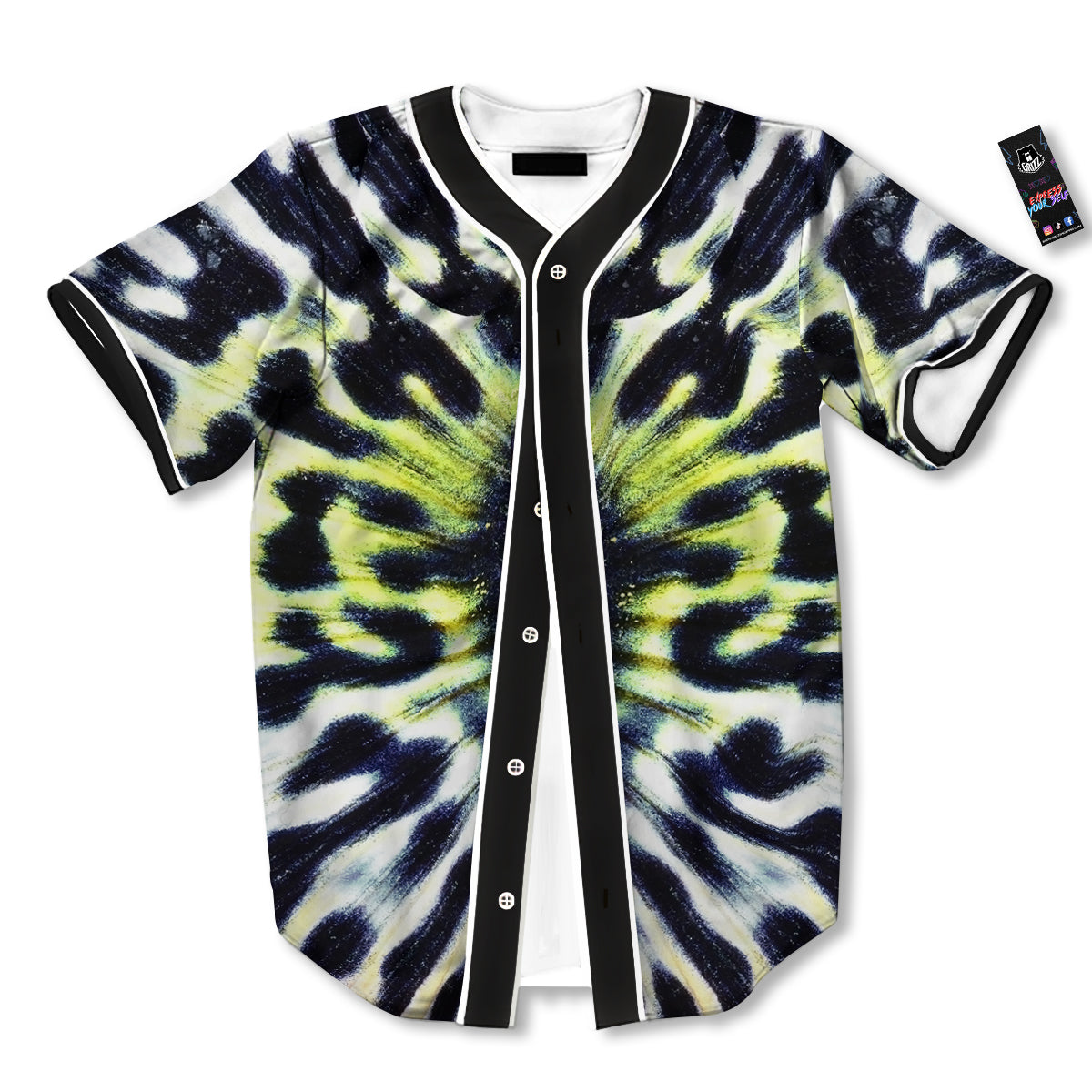 Butterfly Wing Skin Black White And Green Print Baseball Jersey-grizzshop